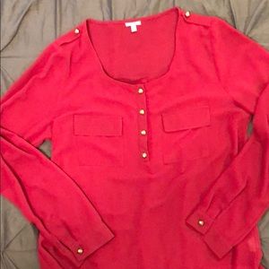 Sheer red long sleeve top